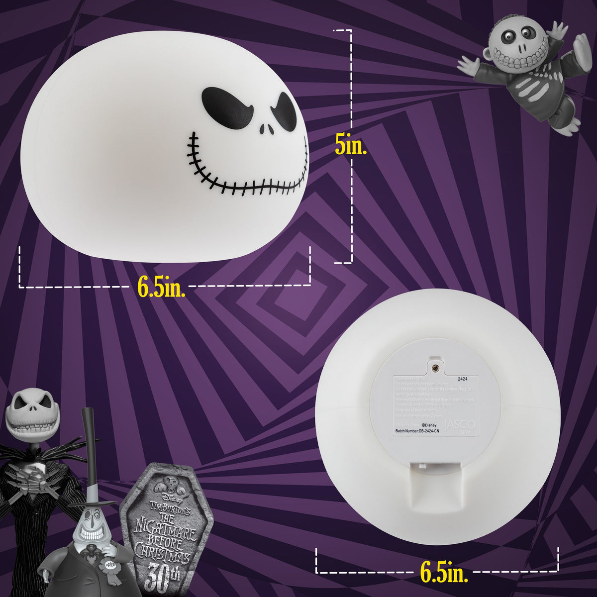 Disney Jack Skellington Color-Changing Tabletop LED Night Light, White