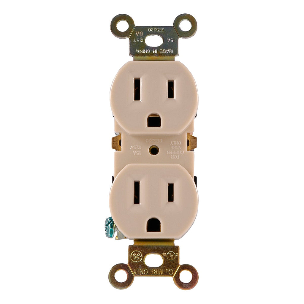 GE Duplex Receptacle, Ivory