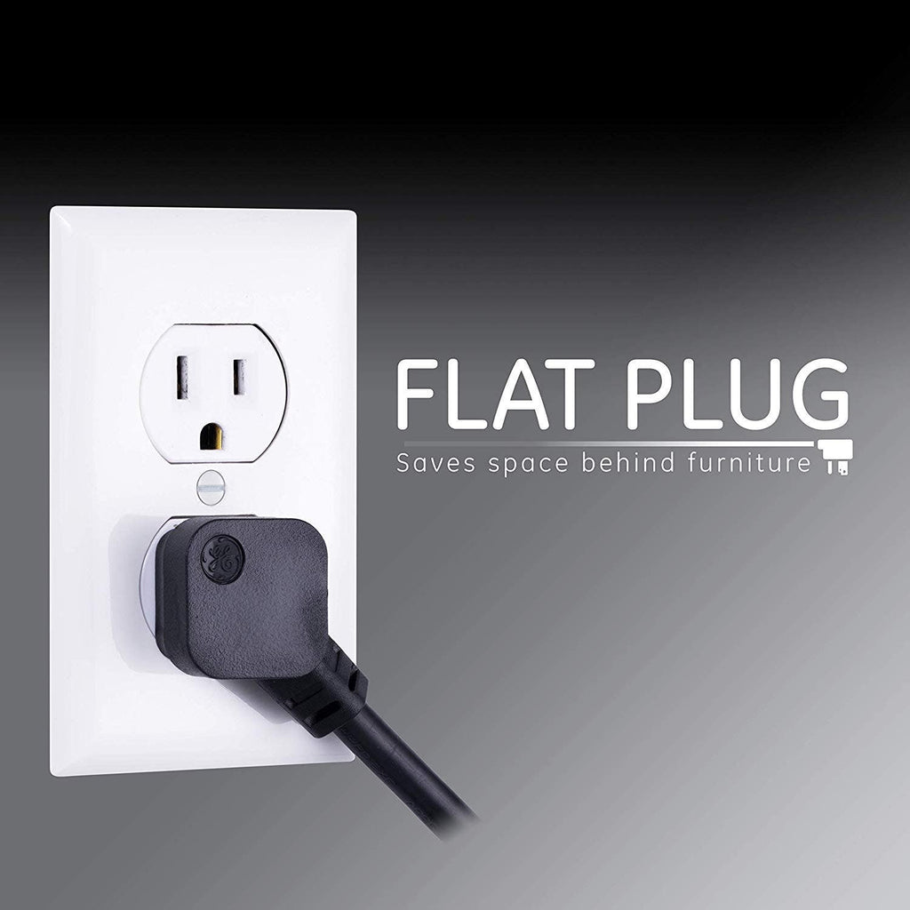 GE 6-Outlet 10ft. Surge Protector With Twist-To-Close Safety Covers, Black