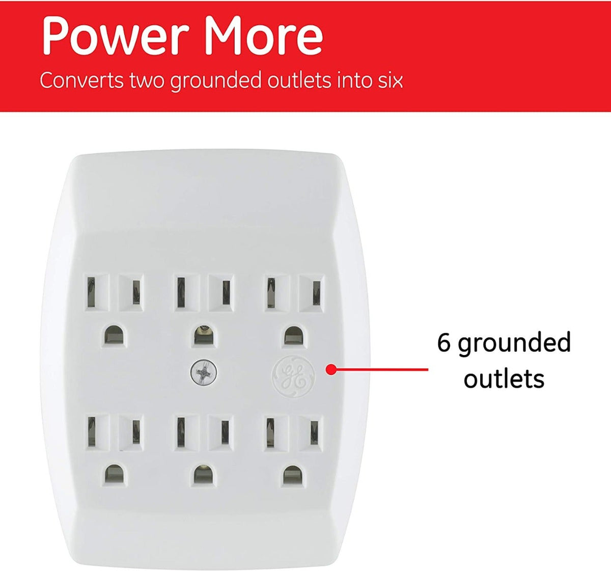 GE 6-Outlet Wall Tap, 5 Pack, White