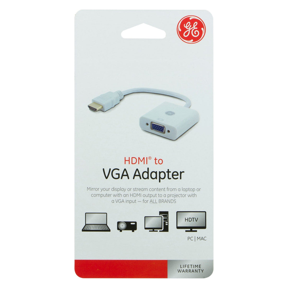 GE HDMI to VGA Adapter, White