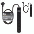 GE 6-Outlet 3ft. Surge Protector, 2 Pack, Black