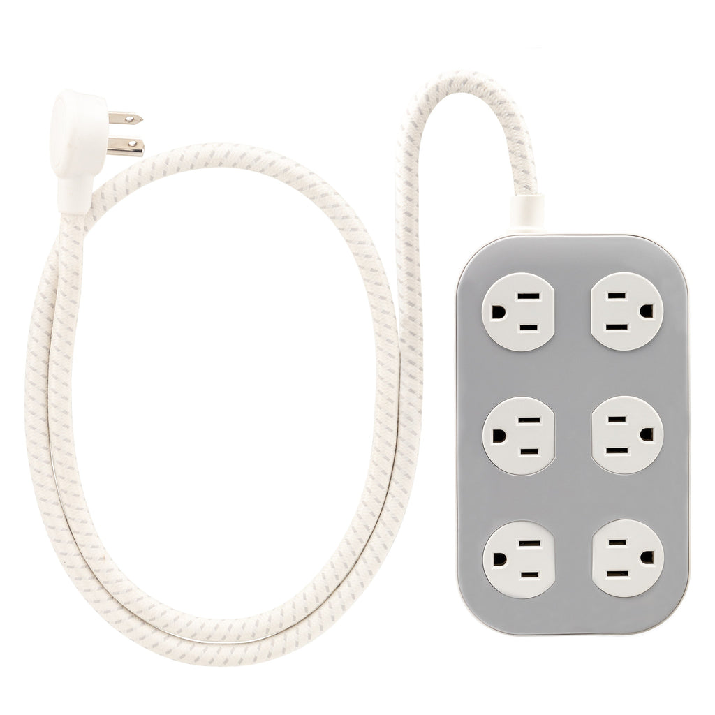 Cordinate ADAPT 6-Outlet 4ft. Braided Extension Cord with Surge Protection, Cream/Gray