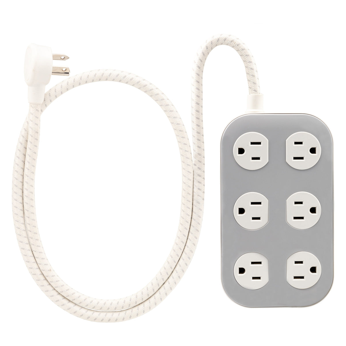 Cordinate ADAPT 6-Outlet 4ft. Braided Extension Cord with Surge Protection, Cream/Gray