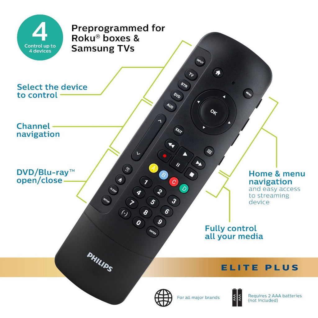 Philips 4-Device Universal Companion Remote for Fire TV, Black