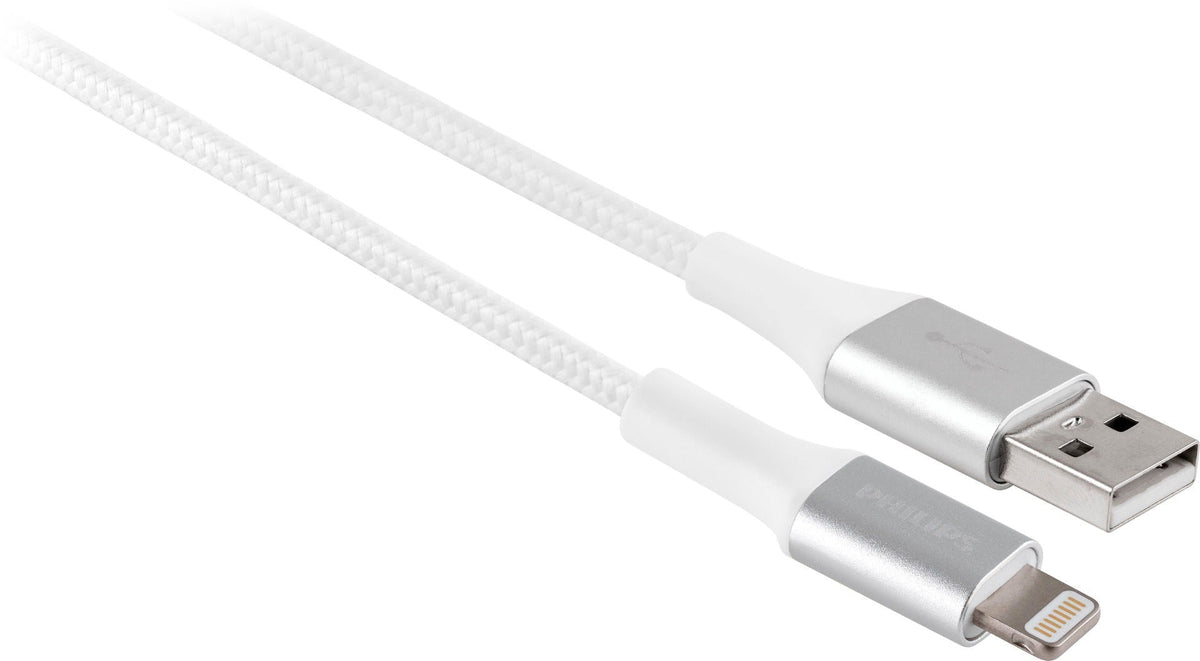 Philips 6ft. USB-A Lightning Charging Cable with Braided Cord, White