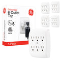 GE 6-Outlet Wall Tap, 5 Pack, White