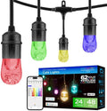 Enbrighten WiFi VIBE Color-Changing Classic LED Cafe Lights, 24 Bulbs, 48ft. Black Cord