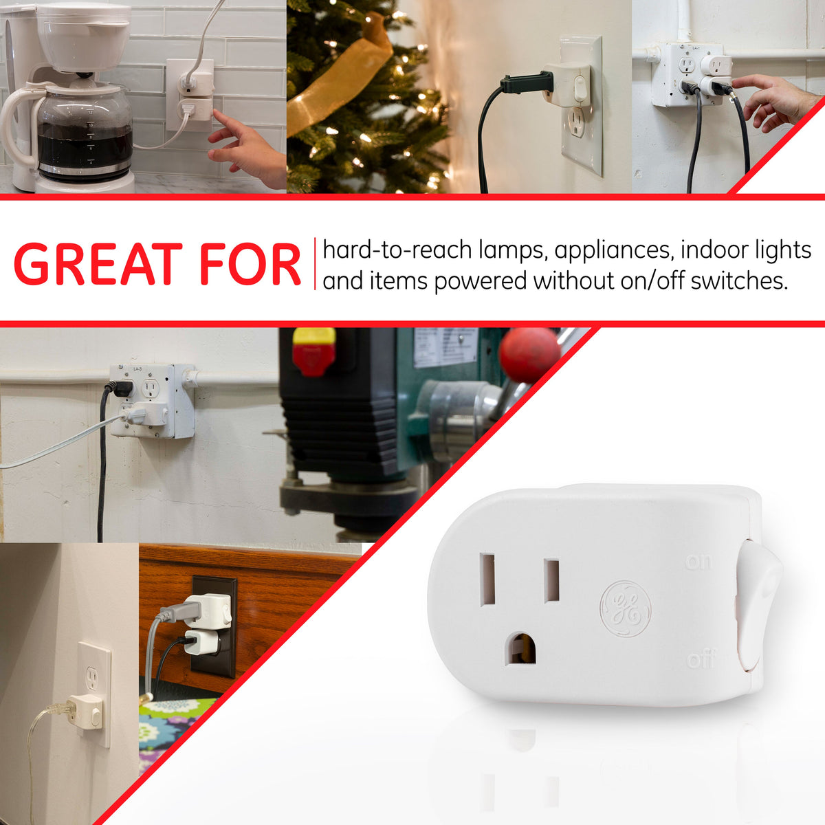 UltraPro Grounded ON/OFF Power Switch White, 4pk