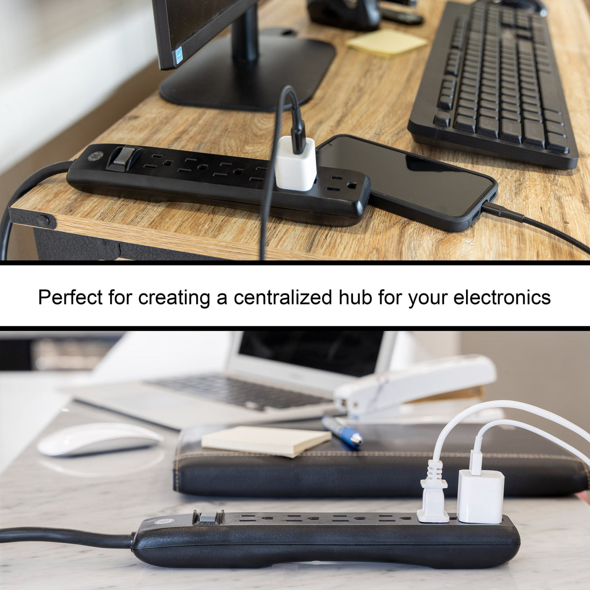 GE 6-Outlet 7ft. Power Strip, Black