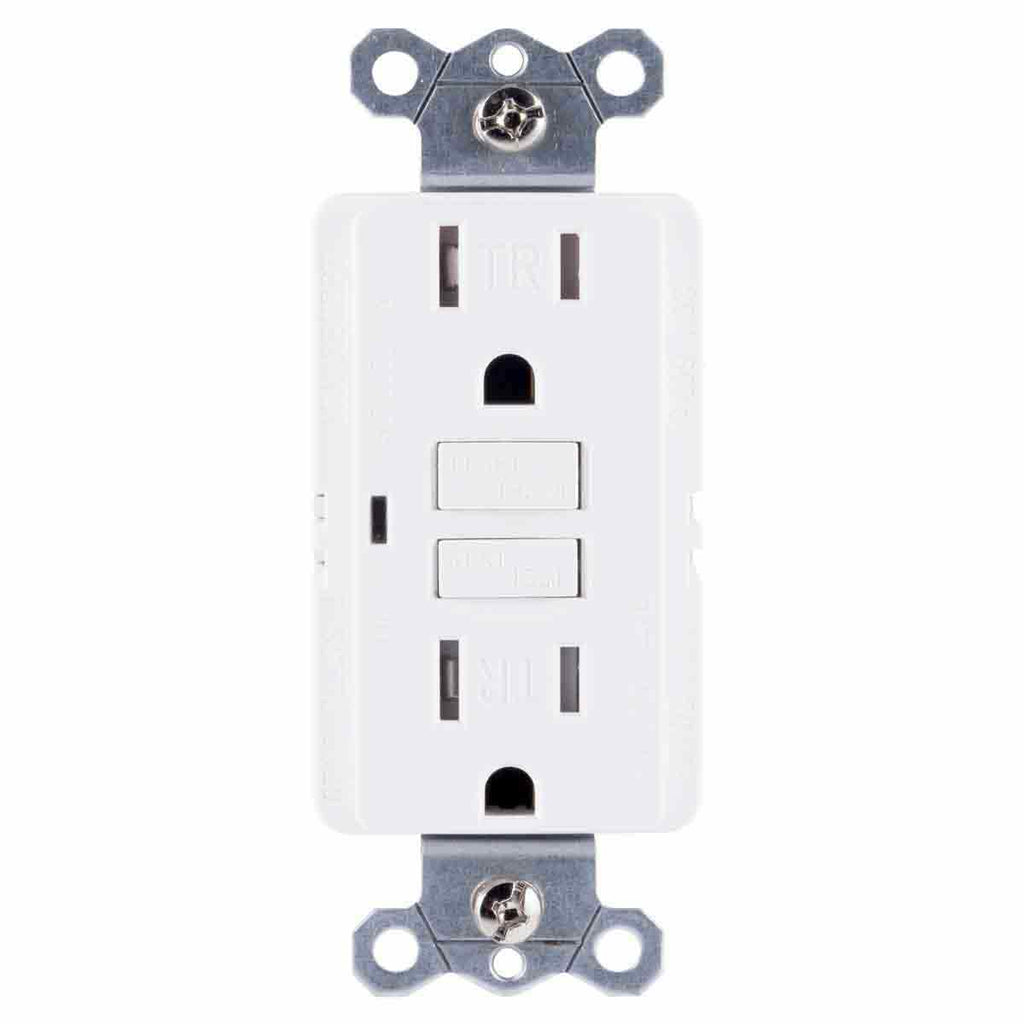 GE GFCI Tamper Resistant Receptacle with LED Indicator, White