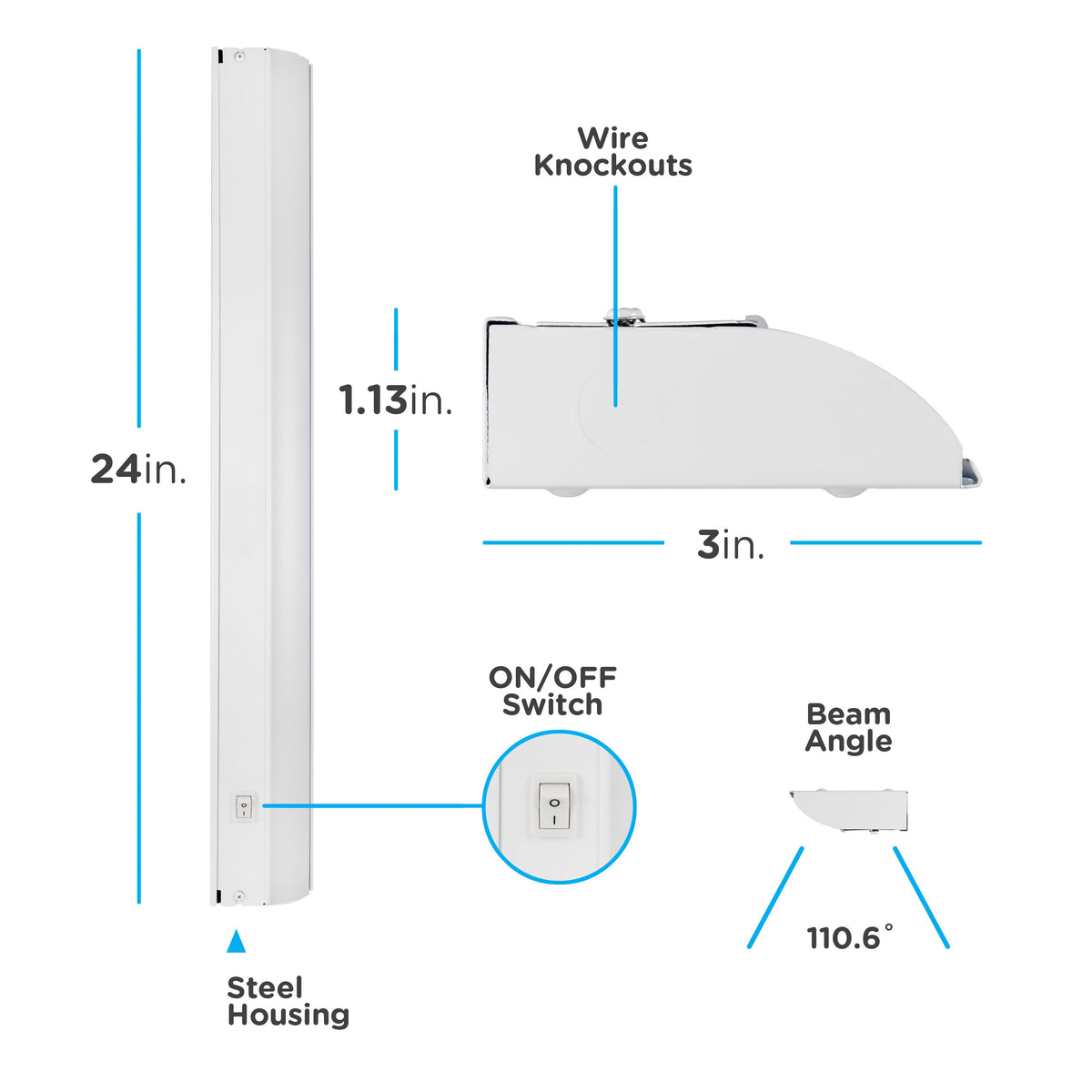 Enbrighten LED Direct Wire Dimmable Light Fixture, 24in