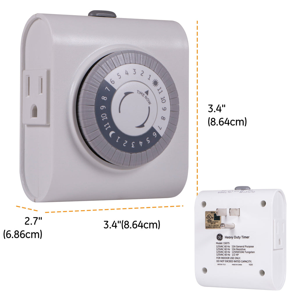 GE Indoor Plug-In 24-Hour Mechanical Timer, White, 4 Pack