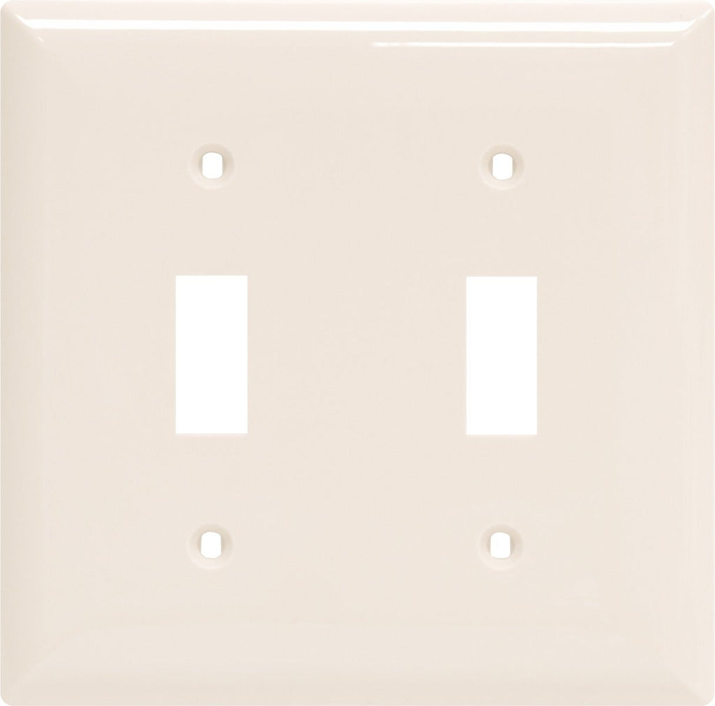 Power Gear Double Toggle Light Switch Wall Plate, Light Almond