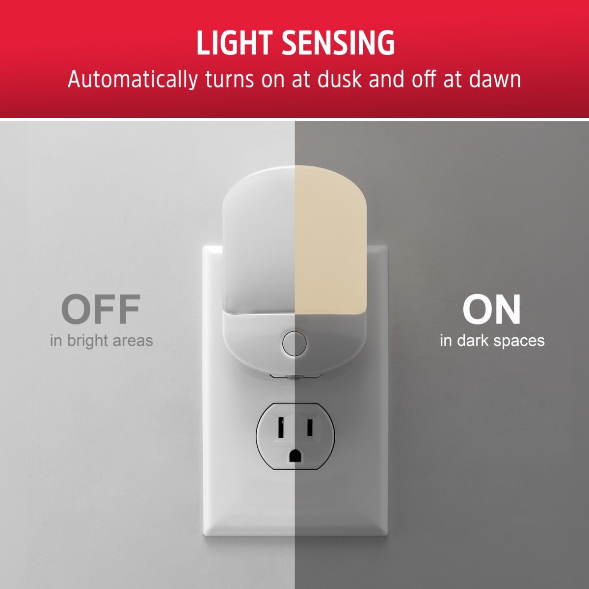 Energizer Plug-In Light Sensing Color-Changing LED Night Light, White