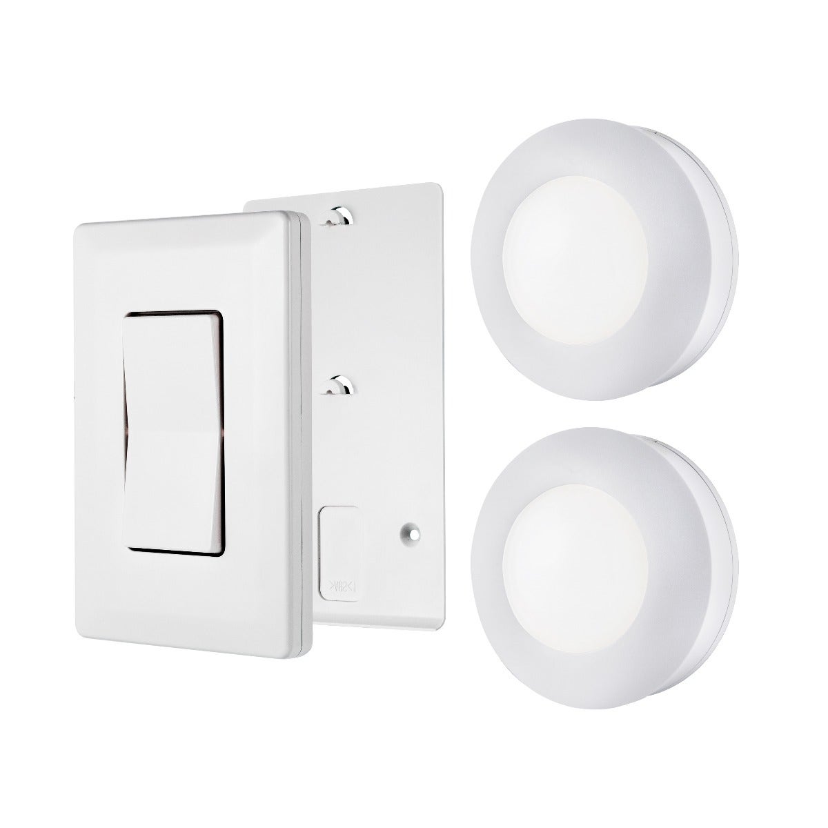 Energizer Battery Operated LED Puck Light with Wall Switch Remote, 2 Pack, White