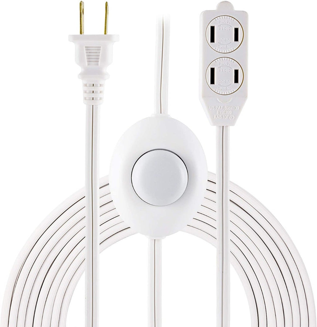 GE 3-Outlet 12ft. Extension Cord with On/Off Switch, White
