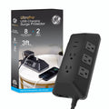 GE 8-Outlet 2-USB 3ft. Surge Protector with Adapter-Spaced Outlets, Black