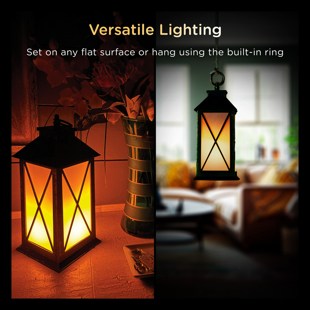 Enbrighten Candle Flicker LED Lantern. Black