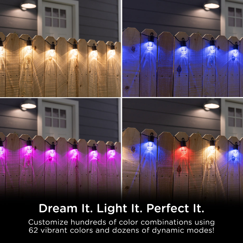 Enbrighten Ecoscapes WiFi VIBE Color-Changing LED Cafe Lights, 12 Bulbs, 24ft. Black Cord, 2 pack
