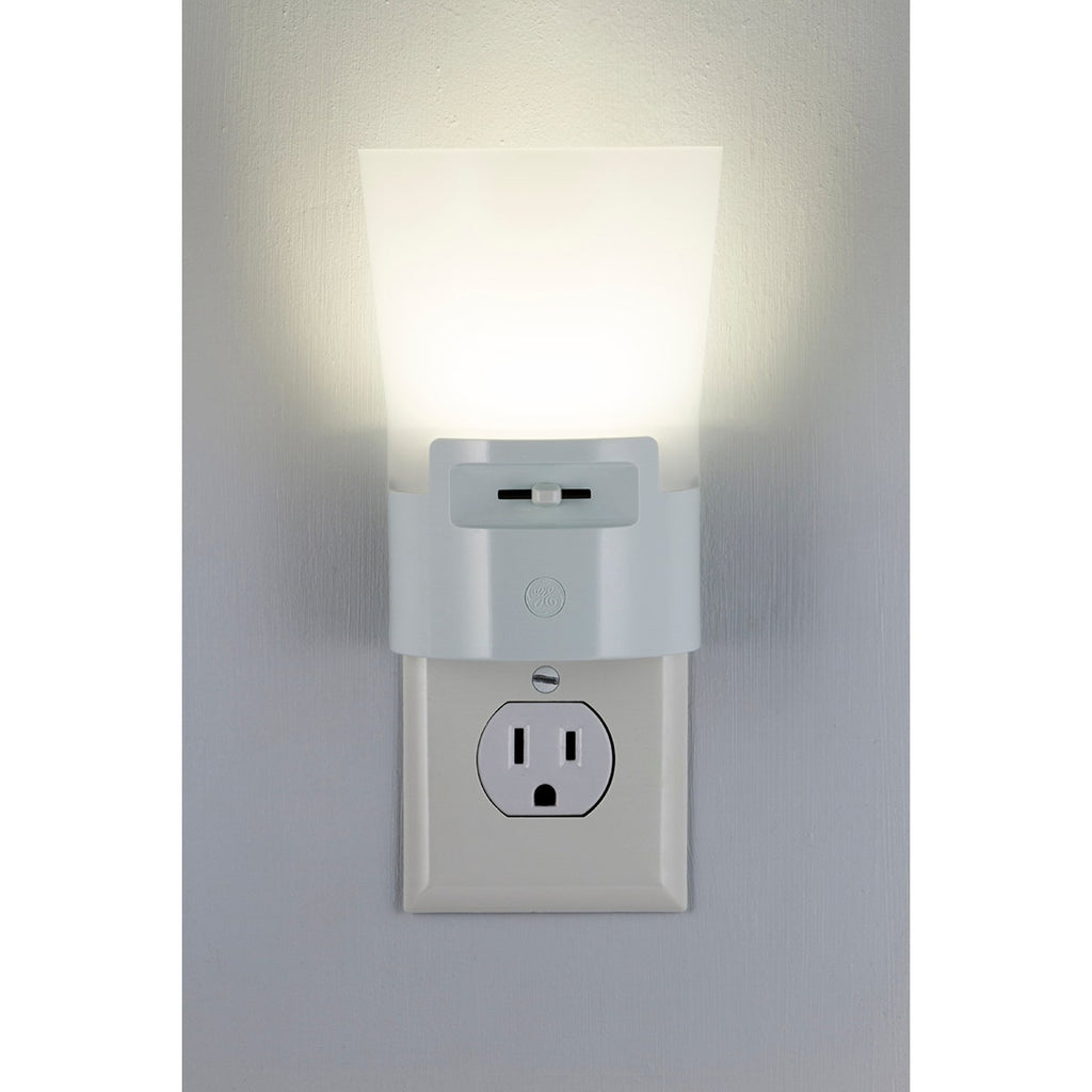 GE UltraBrite Sconce Light Sensing LED Night Light, White