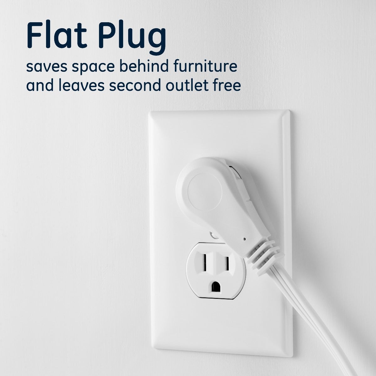 GE 3-Outlet 15ft. Extension Cord with Right-Angle Plug, White