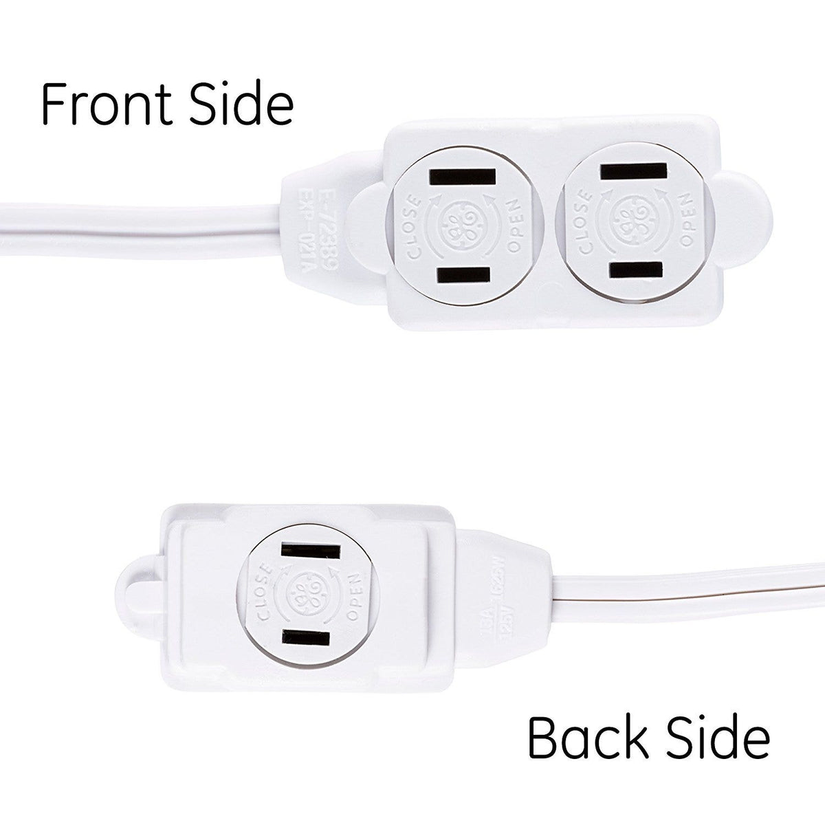 GE 3-Outlet 12ft. Extension Cord with Twist-to-Close Outlets, White