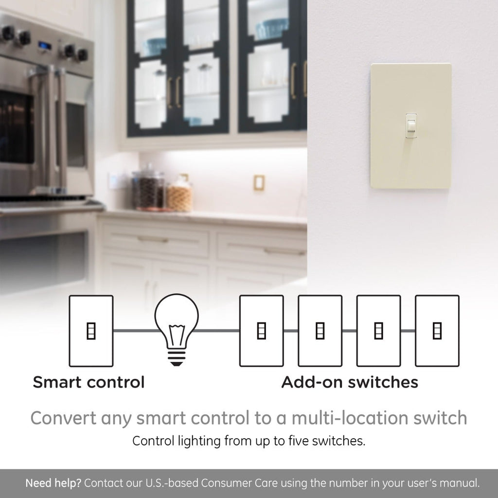 Enbrighten Add-On Toggle Switch With QuickFit™ And SimpleWire™, Light Almond