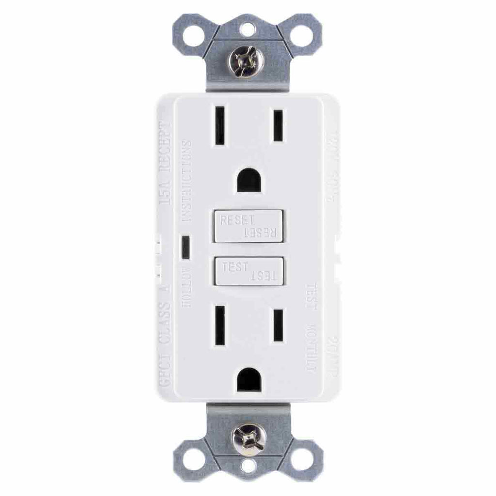 GE GFCI Receptacle with LED Indicator, White