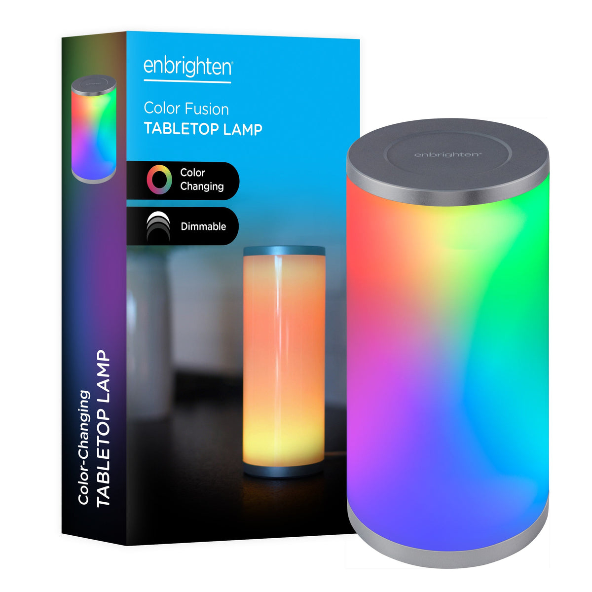 Enbrighten Color Fusion Dimmable Color Changing LED Tabletop Lamp, Silver