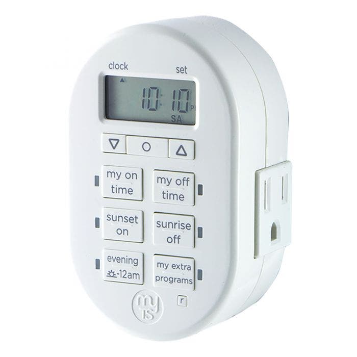 myTouchSmart Indoor Plug-In SunSmart Digital Timer, White