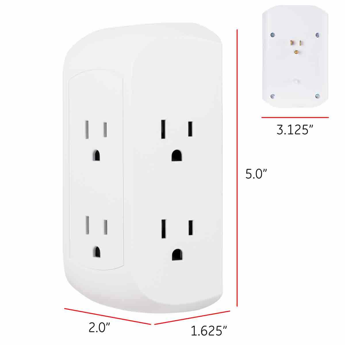 GE 6-Outlet Wall Tap with Surge Protection, White