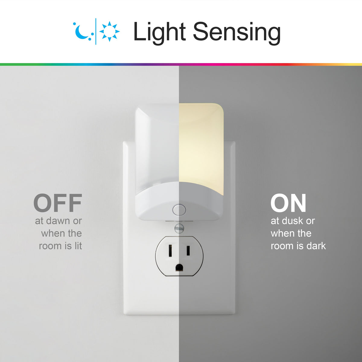 GE Color Changing Light Sensing LED Night Light, 2 Pack, White