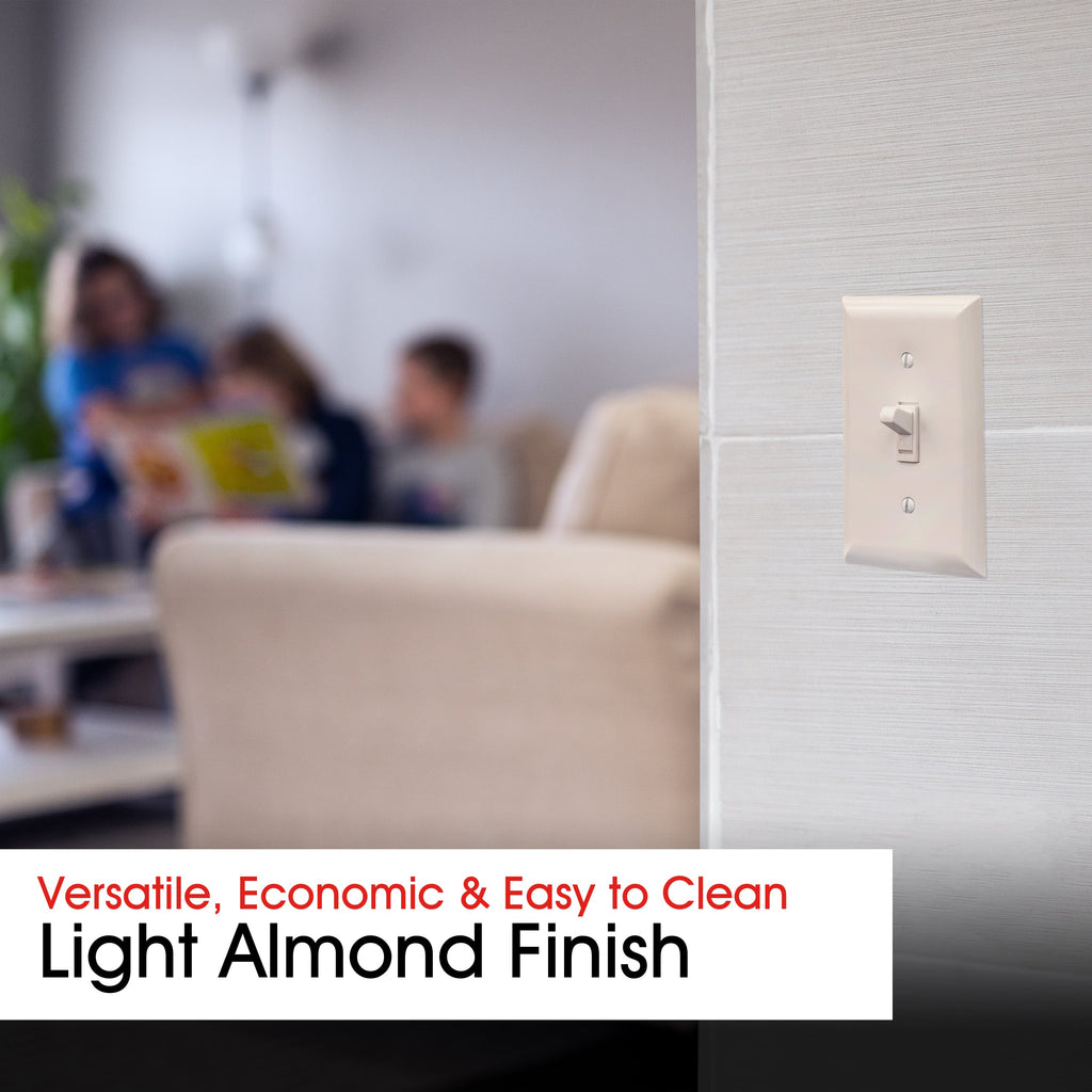 Power Gear Oversized Single Switch Wallplate, Light Almond
