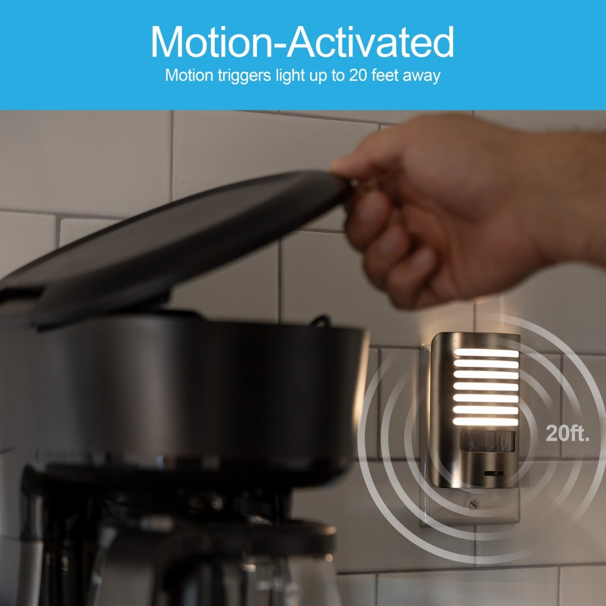 GE Motion Sensing Dimmable LED Night Light, Brushed Nickel