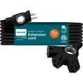 Philips EZGrip™ 3-Outlet 15ft. Indoor/Outdoor Extension Cord, Black