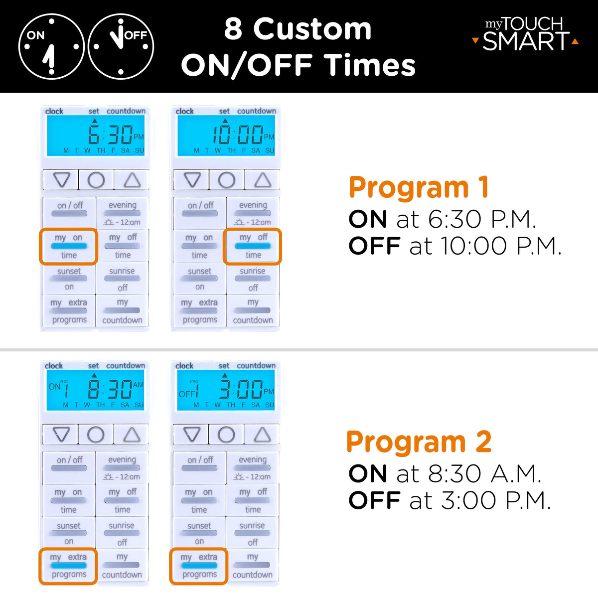 myTouchSmart SunSmart Indoor In-Wall All-in-One Digital Timer, White