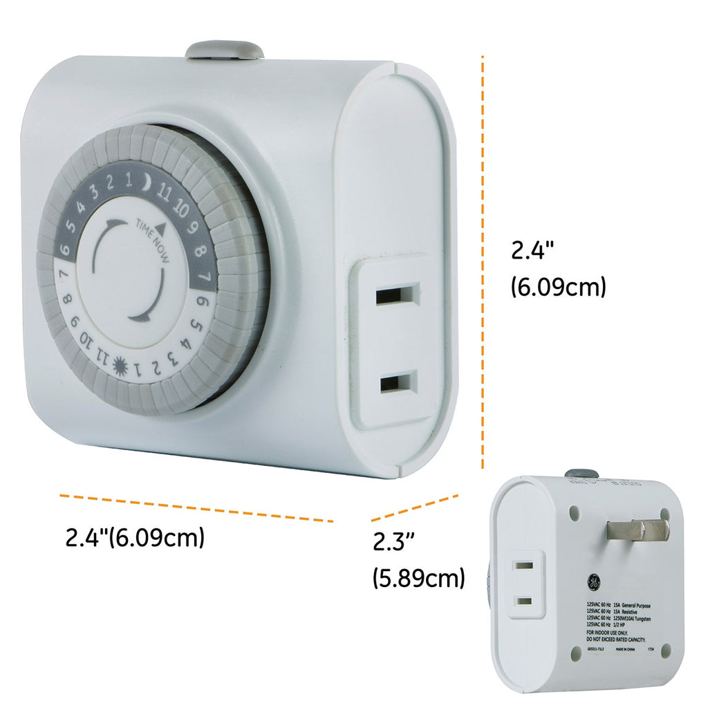 GE Indoor Plug-In 24-Hour Mechanical Timer, White, 3 Pack