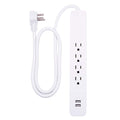 GE 4-Outlet 2-USB 3ft. Surge Protector, White