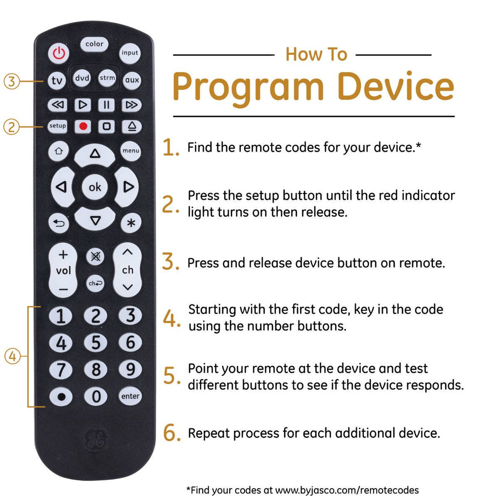 GE UltraPro 4-Device Color Changing Backlight Universal Remote, Black