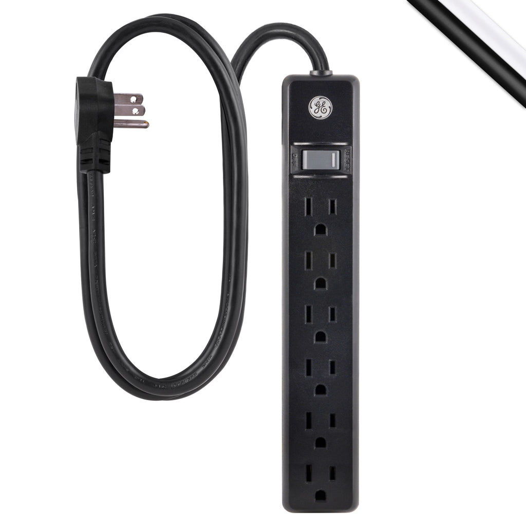 GE 6-Outlet 7ft. Power Strip, Black