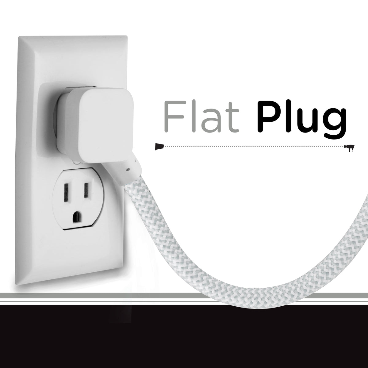 Cordinate 10ft. 3-Outlet Extension Cord, Gray/White