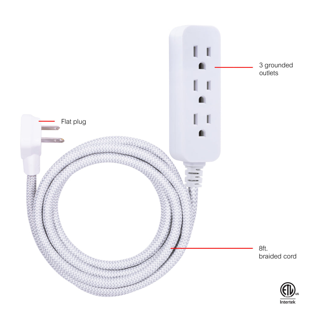 GE Surge Protector, 245J, Gray/White, 8ft.