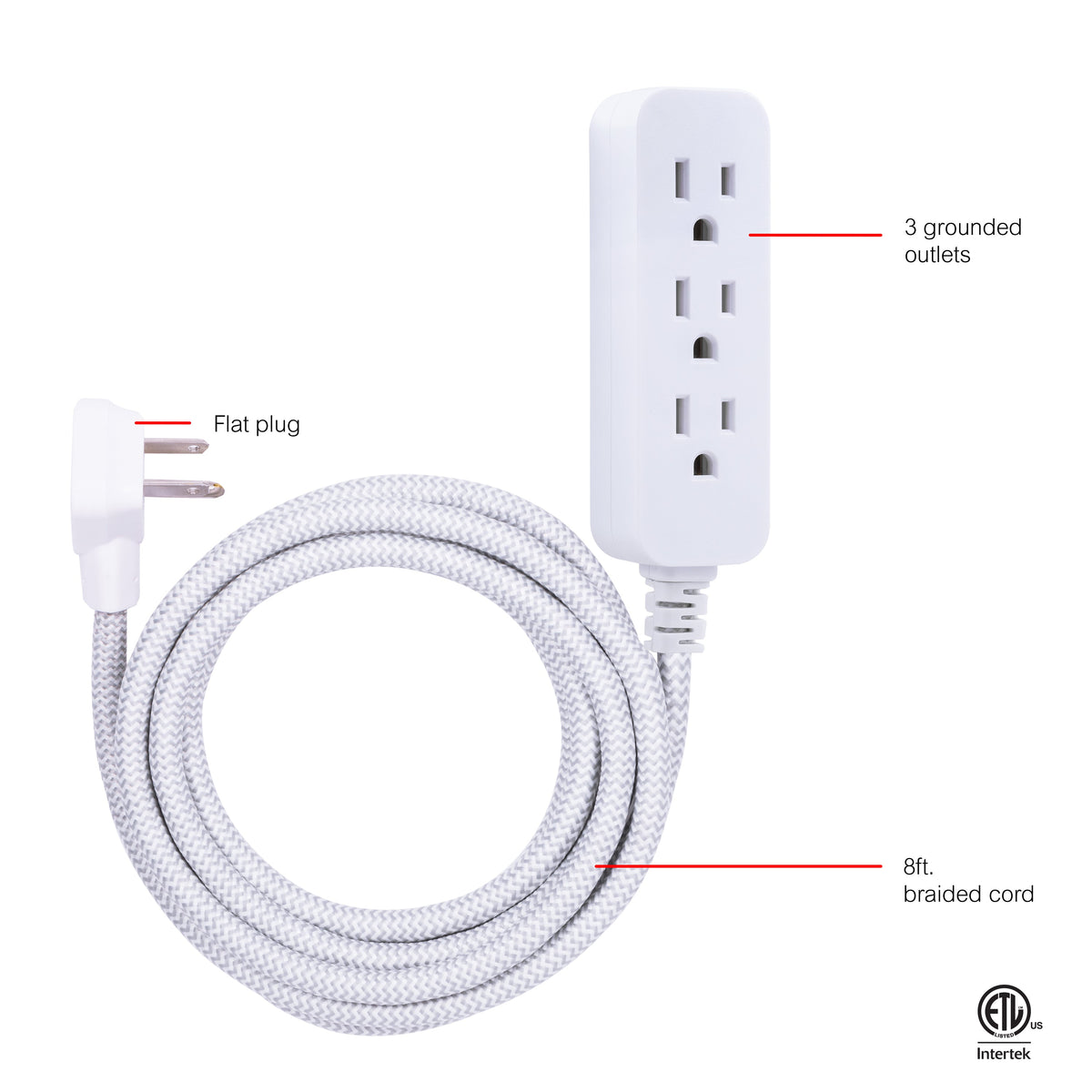 GE Surge Protector, 245J, Gray/White, 8ft.