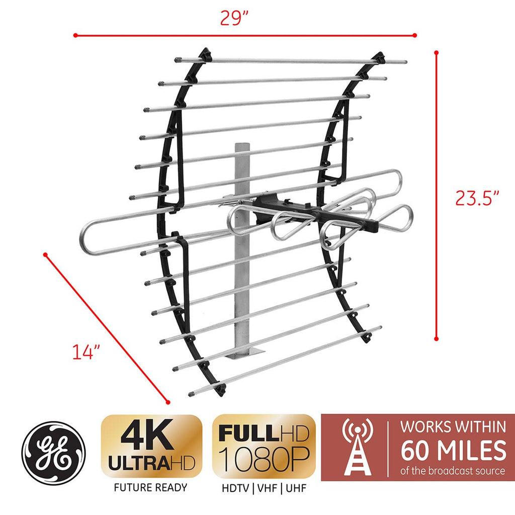 GE Pro Attic Mount HD Antenna, Gray