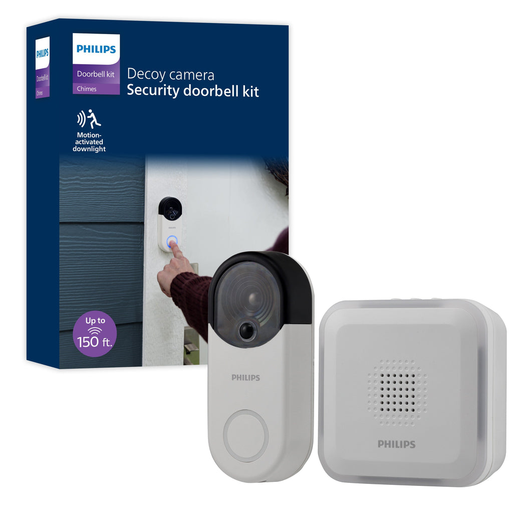 Philips Battery Operated 32-Chime Decoy Security Camera Doorbell, White