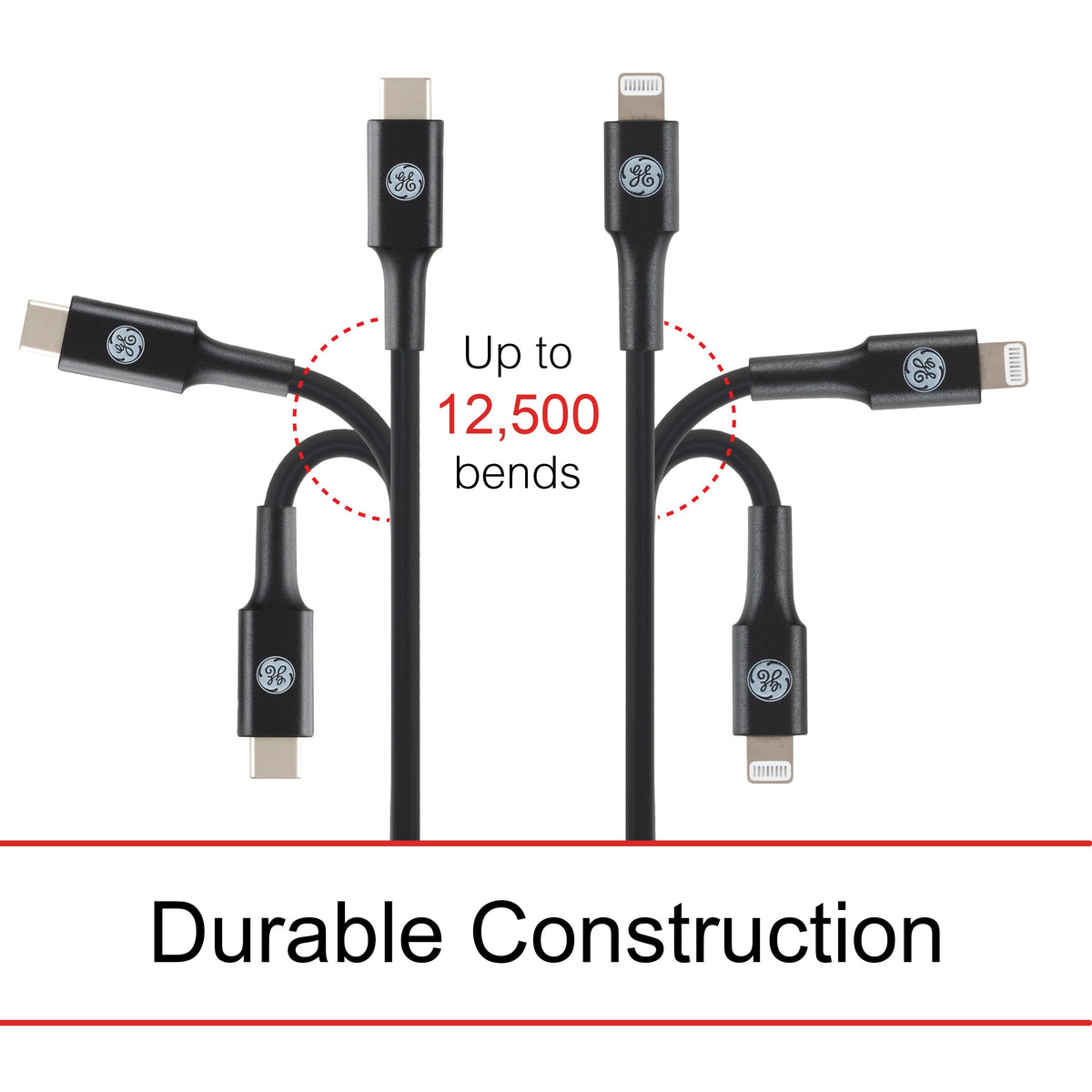 GE 6ft. USB-C to Lightning Charging Cable, Black