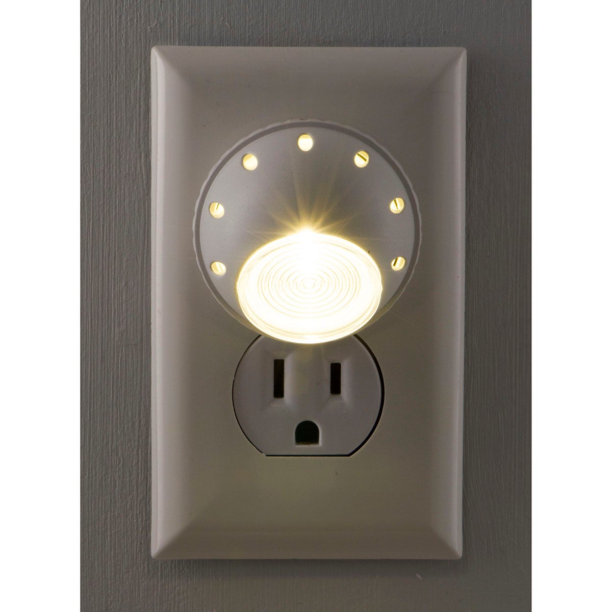 GE Light Sensing Rotating LED Night Light, White