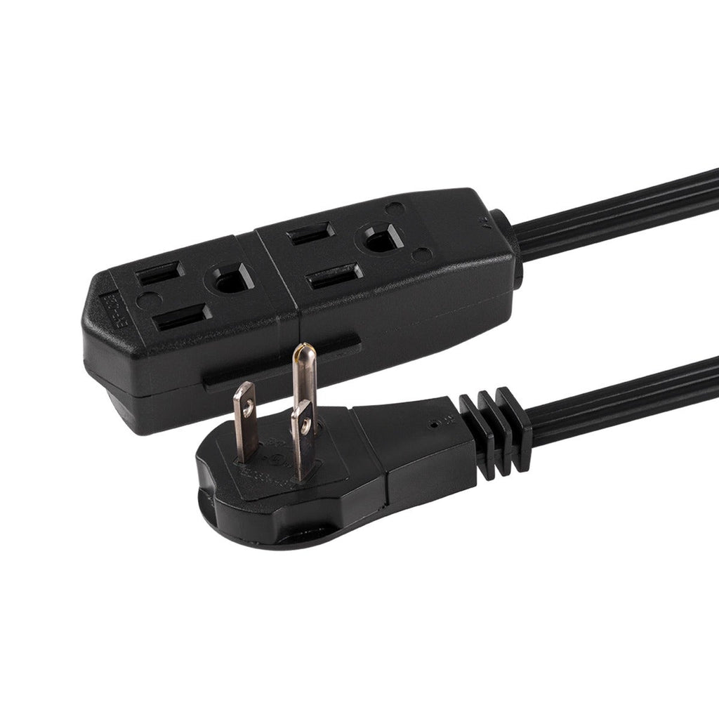 GE 3-Outlet 15ft. Extension Cord with Right-Angle Plug, Black