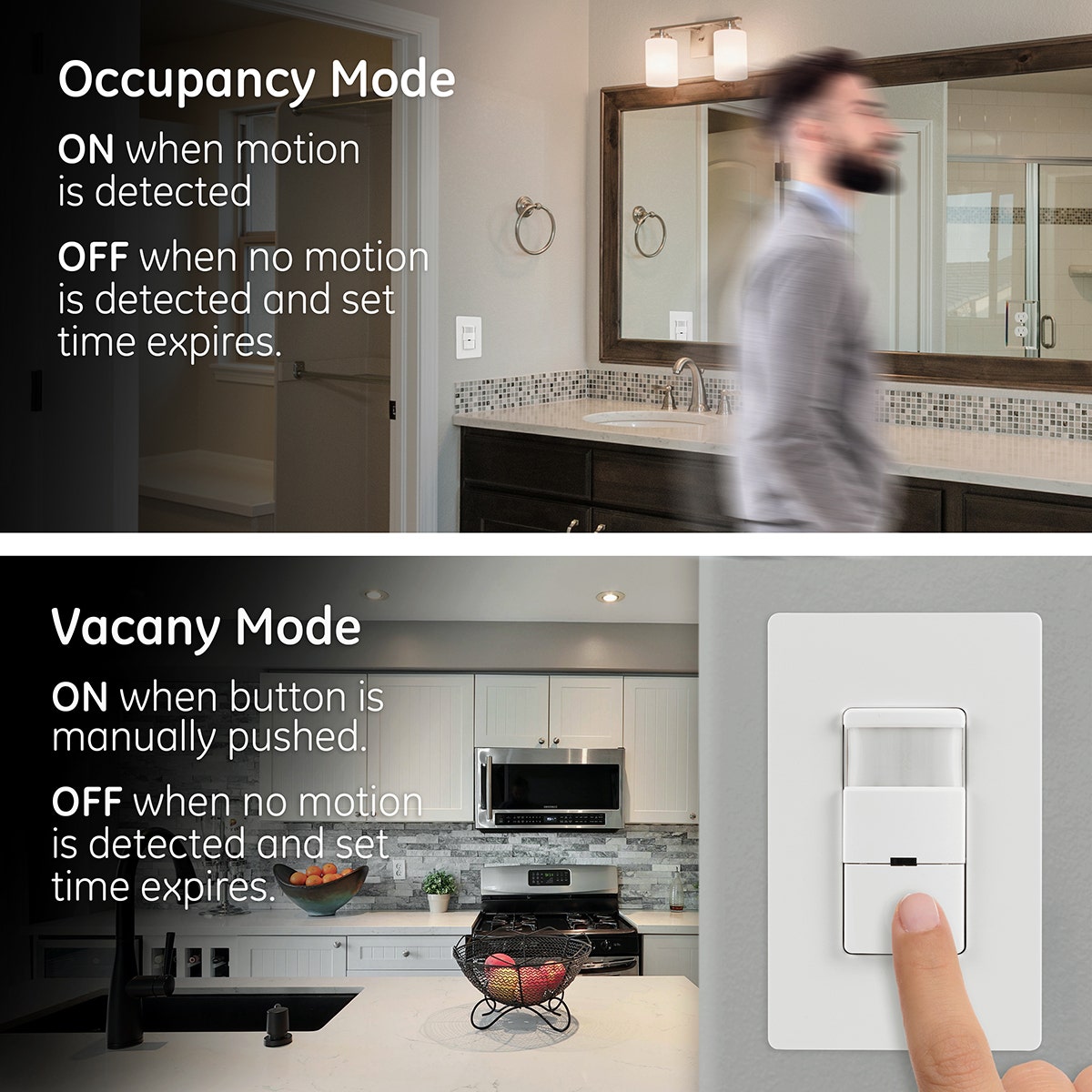 GE UltraPro In-Wall Motion Sensing Switch, White